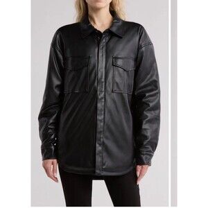 Good American Better Than Leather Faux Leather Shacket Black Size 4XL/5XL $195